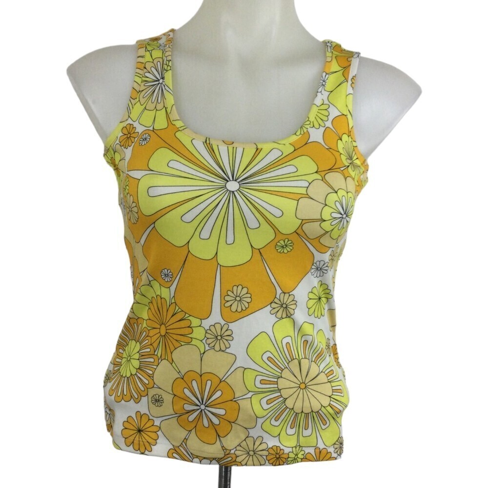 Julie Brown New York Tank Top Sleeveless Rudy Knit Sunkist Cotton Retro Sz XS